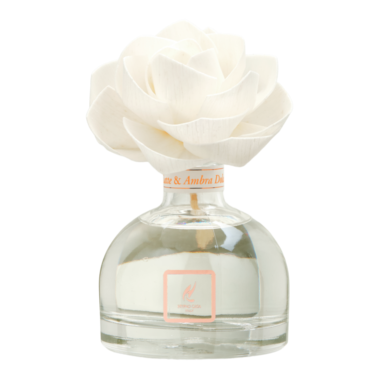 Diffusore con fiore Rosa Latte & Ambra Dolce 250ML