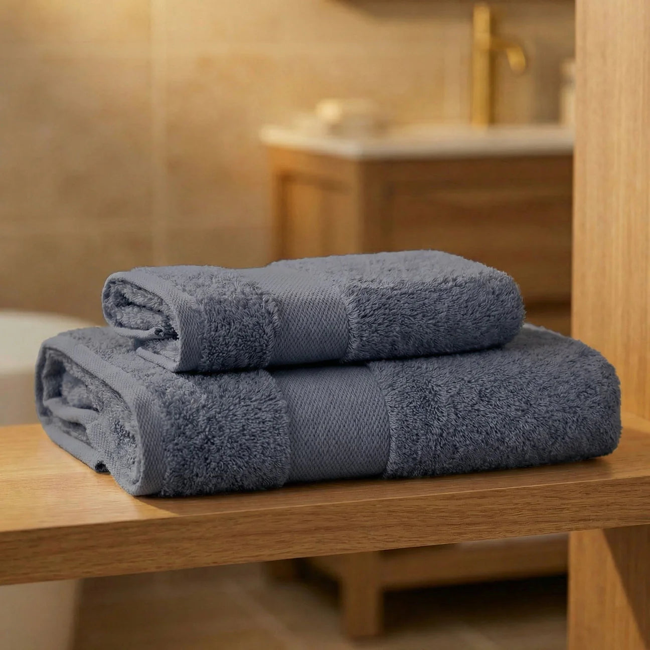 Coppia Asciugamani Viso e Ospite Daltex Dubai In Spugna 500gr 100% Cotone ACCIAIO