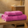 Coppia Asciugamani Viso e Ospite Daltex Dubai In Spugna 500gr 100% Cotone CICLAMINO