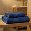 Coppia Asciugamani Viso e Ospite Daltex Dubai In Spugna 500gr 100% Cotone NAVY