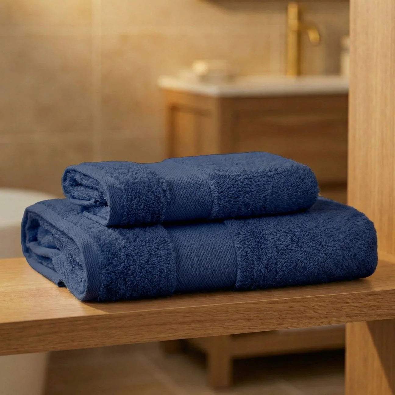 Coppia Asciugamani Viso e Ospite Daltex Dubai In Spugna 500gr 100% Cotone NAVY