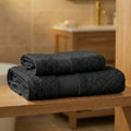 Coppia Asciugamani Viso e Ospite Daltex Dubai In Spugna 500gr 100% Cotone NERO