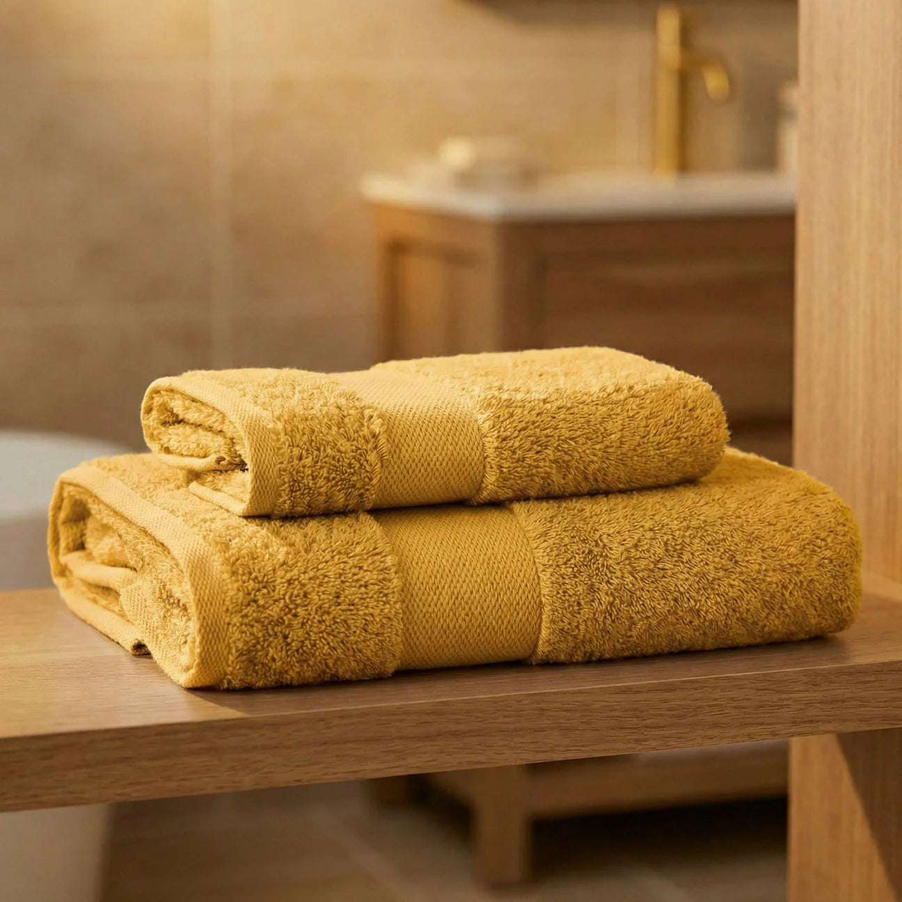 Coppia Asciugamani Viso e Ospite Daltex Dubai In Spugna 500gr 100% Cotone ORO