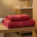 Coppia Asciugamani Viso e Ospite Daltex Dubai In Spugna 500gr 100% Cotone ROSSO