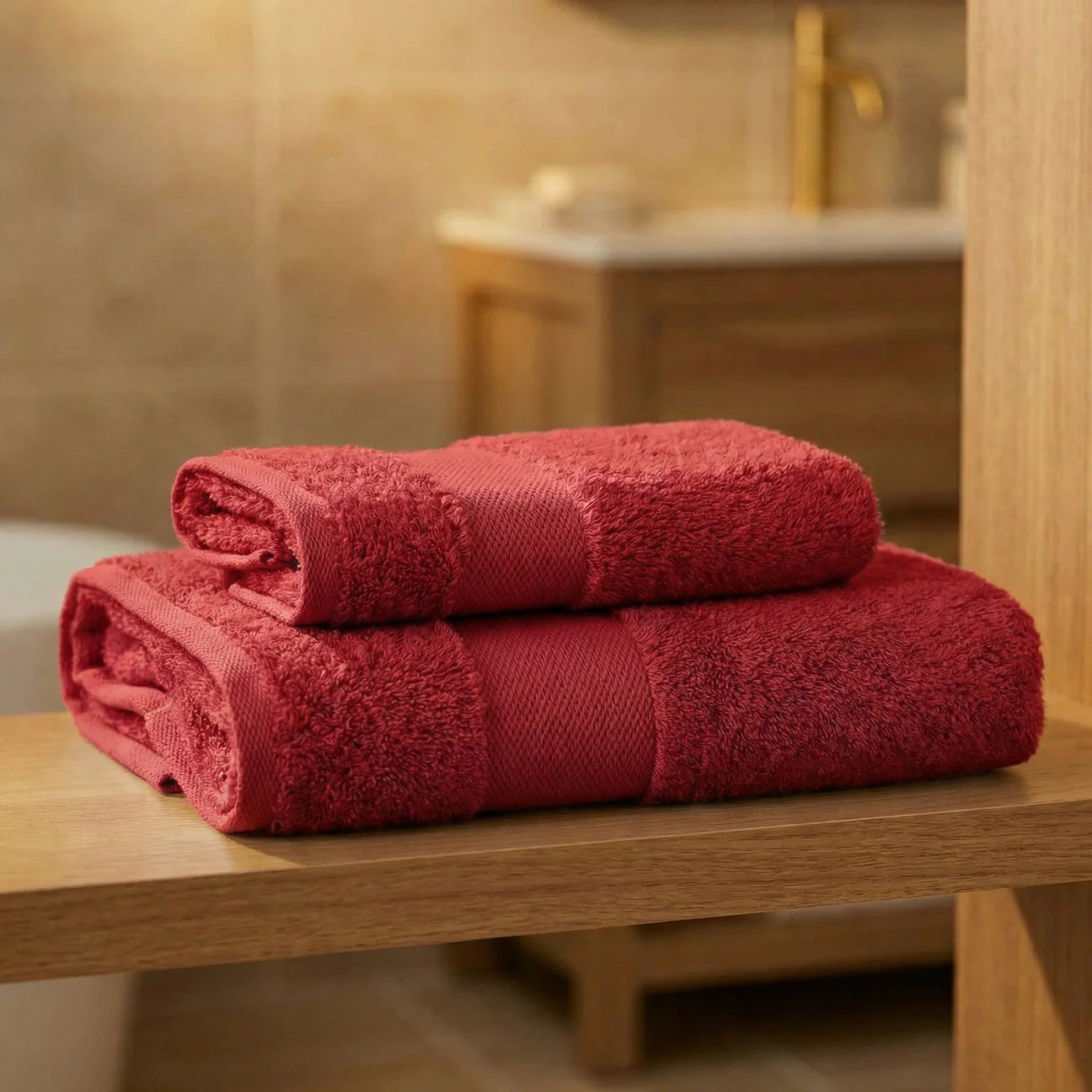 Coppia Asciugamani Viso e Ospite Daltex Dubai In Spugna 500gr 100% Cotone ROSSO