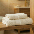 Coppia Asciugamani Viso e Ospite Daltex Dubai In Spugna 500gr 100% Cotone AVORIO
