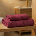 Coppia Asciugamani Viso e Ospite Daltex Dubai In Spugna 500gr 100% Cotone BORDEAUX