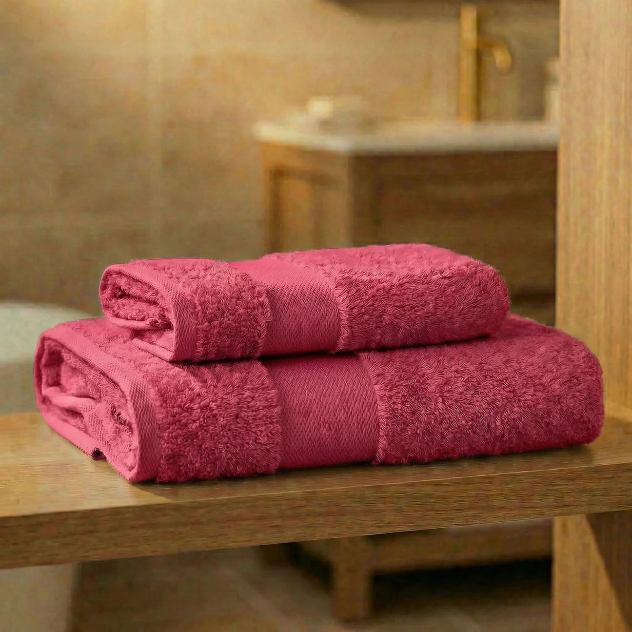 Coppia Asciugamani Viso e Ospite Daltex Dubai In Spugna 500gr 100% Cotone CORALLO