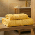 Coppia Asciugamani Viso e Ospite Daltex Dubai In Spugna 500gr 100% Cotone GIALLO