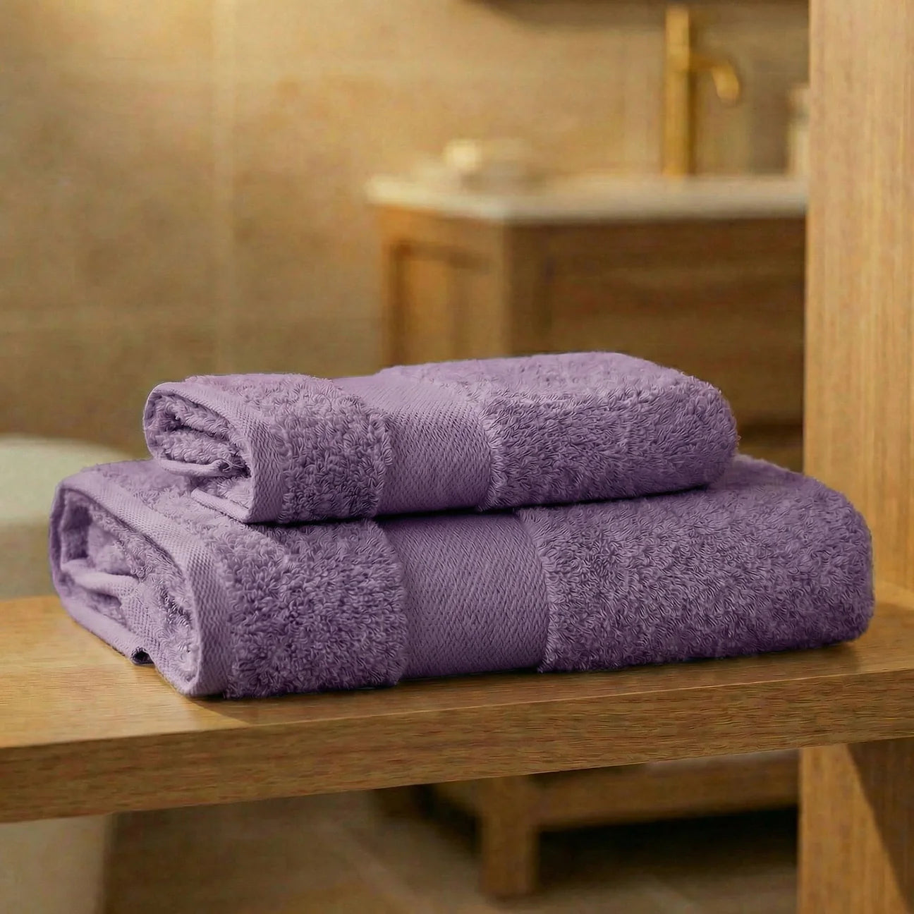 Coppia Asciugamani Viso e Ospite Daltex Dubai In Spugna 500gr 100% Cotone LILLA