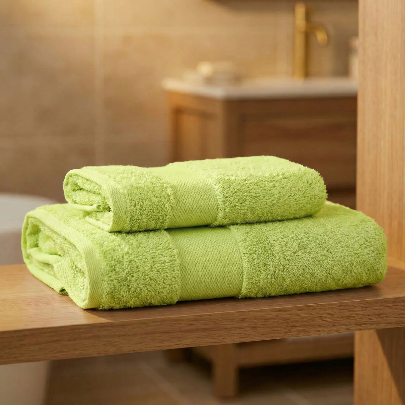 Coppia Asciugamani Viso e Ospite Daltex Dubai In Spugna 500gr 100% Cotone LIME