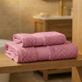 Coppia Asciugamani Viso e Ospite Daltex Dubai In Spugna 500gr 100% Cotone ROSA