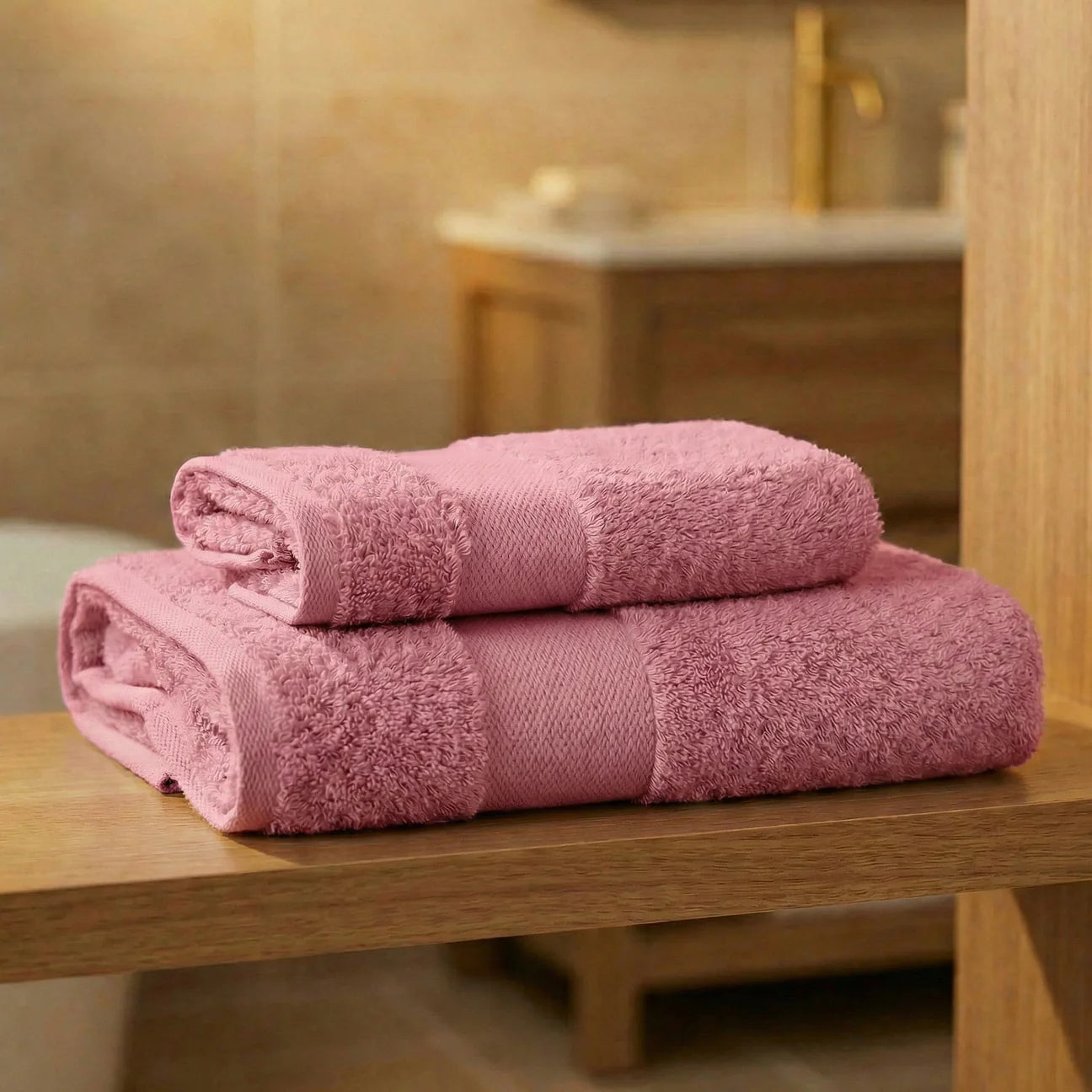 Coppia Asciugamani Viso e Ospite Daltex Dubai In Spugna 500gr 100% Cotone ROSA