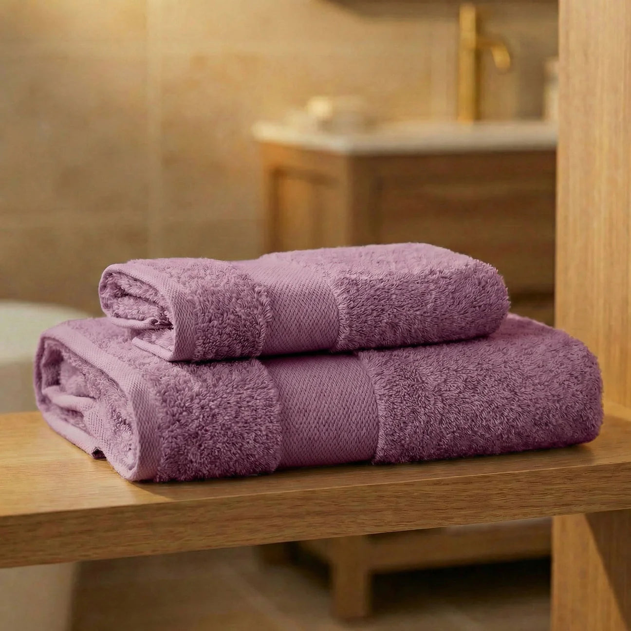 Coppia Asciugamani Viso e Ospite Daltex Dubai In Spugna 500gr 100% Cotone ROSETO