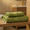 Coppia Asciugamani Viso e Ospite Daltex Dubai In Spugna 500gr 100% Cotone VERDE