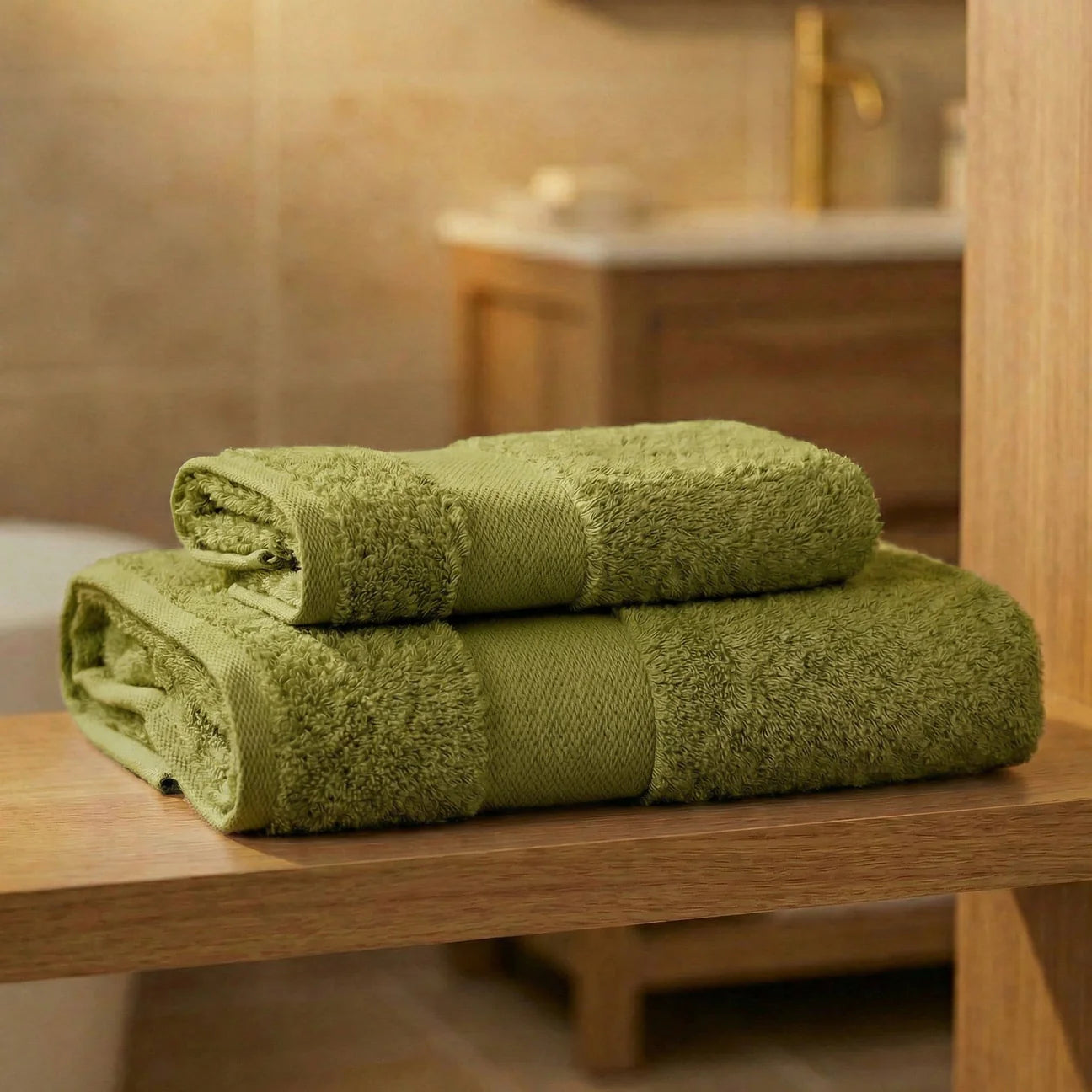 Coppia Asciugamani Viso e Ospite Daltex Dubai In Spugna 500gr 100% Cotone VERDE